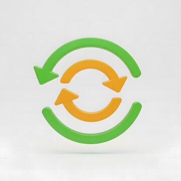 Recycling arrows icon with green and orange colors