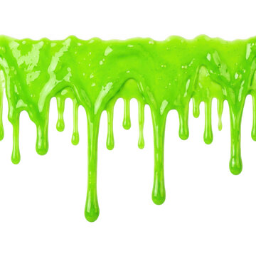Bright green slime dripping down like liquid goo