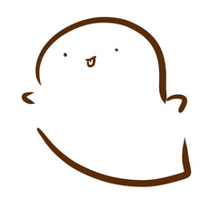 舌を出した可愛いおばけのゆるキャラ風イラスト（単体） © 故郷