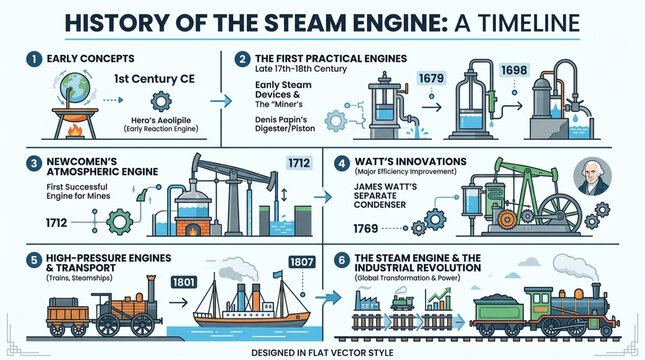 History of the Steam Engine Timeline: Industrial Revolution to Modern Transport Innovation