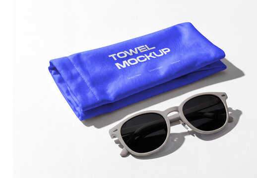 Towel Mockup with Sunglasses