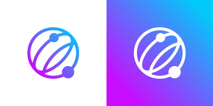 logo design combining global and tech,connect,design icon idea creative