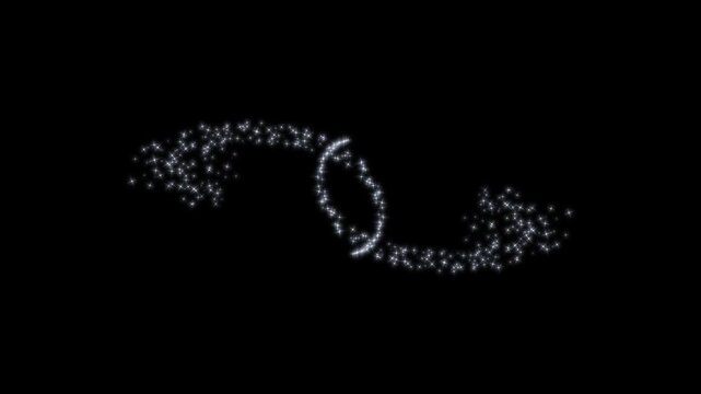 Glittering star love shape animation effect on black background, glittering sparkles twinkle stars line, luxury magic sparkle particle trail, 2d flat vector star burst,  romantic valentine video. 4k