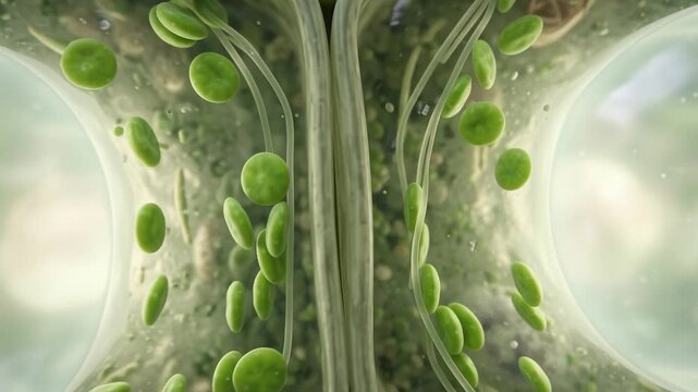 Detailed 3d Animation of Plant Cells with Chloroplasts and Mitochondria
