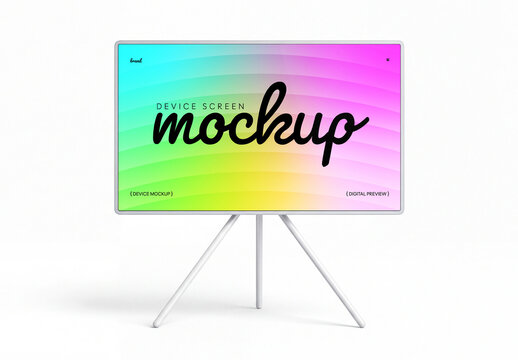 Interactive Device TV Screen Mockup on Tripod