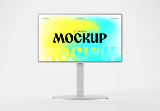 Front View Computer Monitor Screen Mockup on White Background