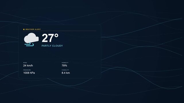 Modern Digital Weather App Interface Displaying Current Temperature and Meteorological Data on Dark Background