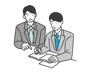 Fototapeta premium 個別指導で勉強を教えてもらう学生のベクターイラスト素材／制服／高校生／中学生