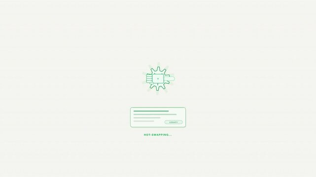 Green gear loading screen for technology progress bar. Ideal for digital software waiting interfaces. Computer and software design concepts.