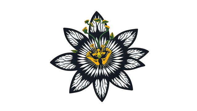 Abstract stylized passion flower illustration