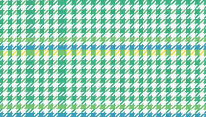 Fototapeta premium Retro green, blue, and yellow houndstooth seamless textile pattern background, perfect for fashion fabric and modern apparel.