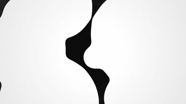 Abstract black and white morphing fluid shapes with technical grid lines, concept for motion graphics, tech transitions and video editing backgrounds