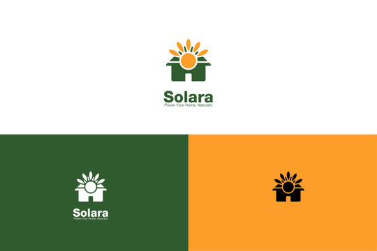 Solara Logo, Solar Power Logo, Electric Logo, Energy Logo, Combination mark logo, Solar Power, Solar Energy Logo