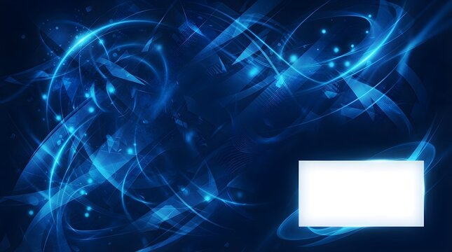 Abstract blue background with glowing light streaks and geometric shapes, dynamic digital art design for technology, science, and futuristic concepts, high energy motion effect