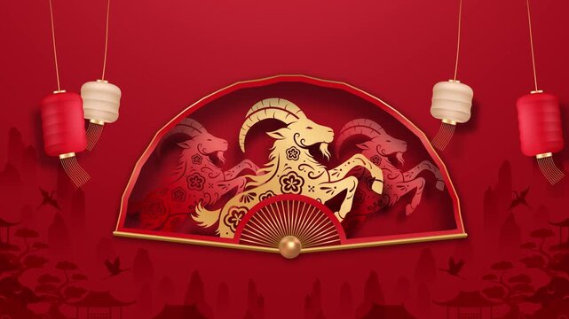 Chinese New Year 2026 Fire Horse Festive Greeting Animation. Lunar New Year Banner Template vector Illustration	