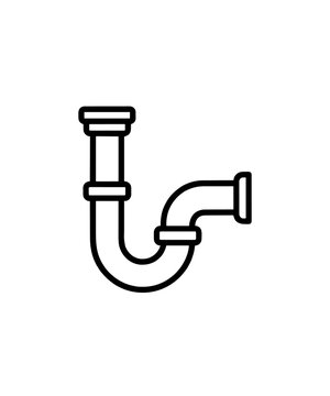 Plumbing pipe P-trap icon black line vector illustration isolated on white background