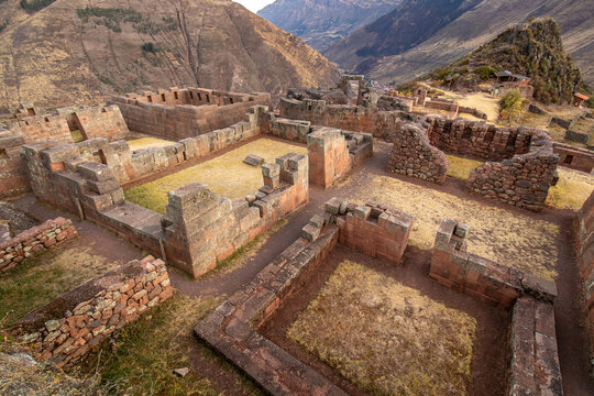 Panoramic View of Intihuatana Archaeological Site in the Peruvian Andes