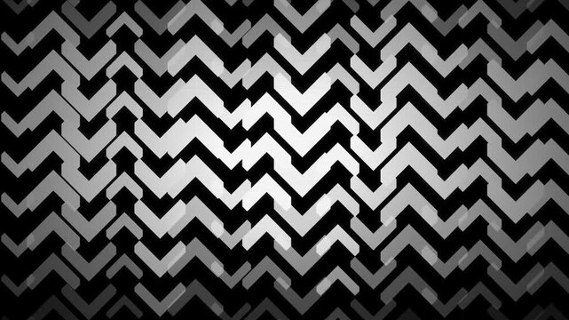 Monochrome abstract chevron pattern pulsing on a dark background, suitable for website headers, video transitions and digital backdrops