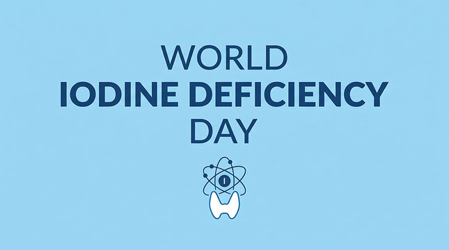 World Iodine Deficiency Day awareness badge with thyroid gland icon 4K HD