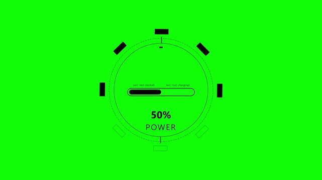 Green HUD Power Meter 1 Percent Loading Status Animation