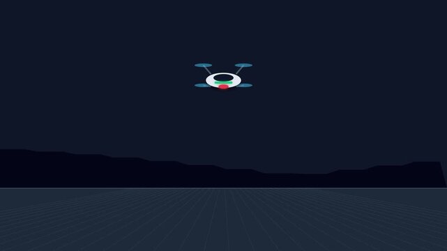 Zip file compression process by drone in flat animation style