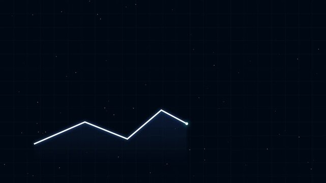 Animated financial growth chart line graph rising on digital grid background, for business data, analysis and market trends