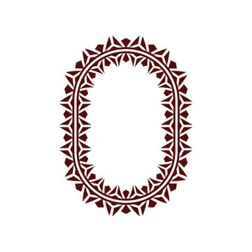 Contemporary Dark Red Spearhead Floral Oval Arena Shaped Frame