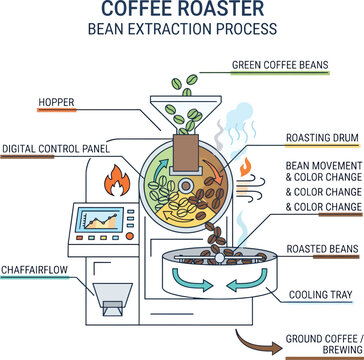 Coffee Roaster Bean Extraction Process Diagram