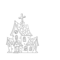 Naklejka premium Cartoon church building with cross