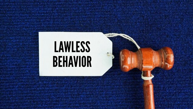 Hammer the judge and tag the paper with the word Lawless behavior. actions that break the rules of society, ignore legal systems, or happen where no police control exists.
