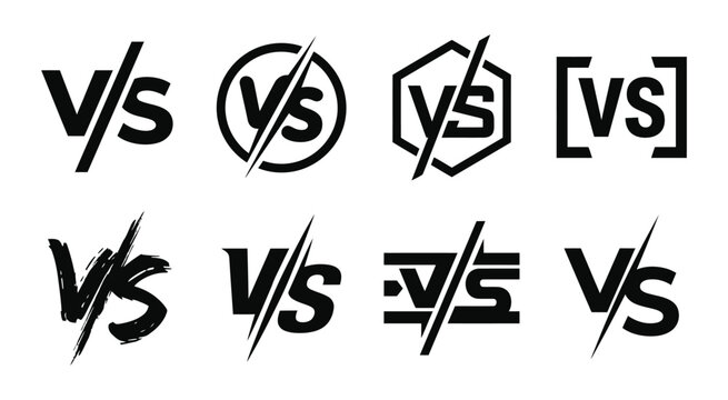 Set of versus logo letters. Versus or VS letters logo and symbol design template. VS letters for sports, fight, competition, battle, match, game.