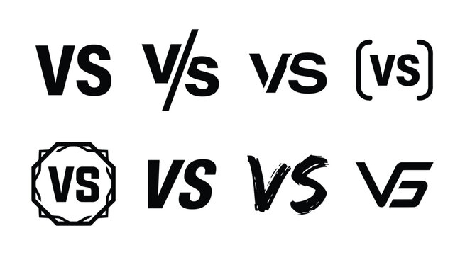 Set of versus logo letters. Versus or VS letters logo and symbol design template. VS letters for sports, fight, competition, battle, match, game.