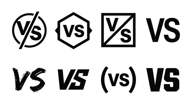 Set of versus logo letters. Versus or VS letters logo and symbol design template. VS letters for sports, fight, competition, battle, match, game.