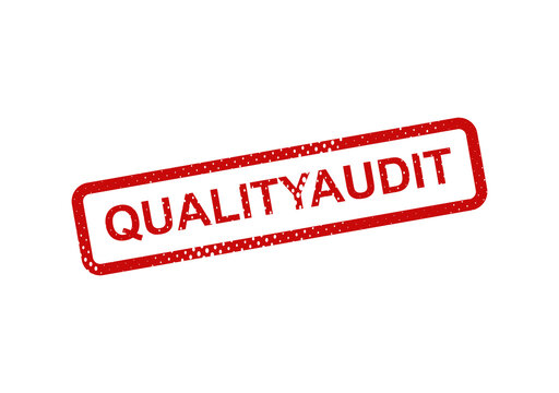 Red quality audit stamp with white text illustration