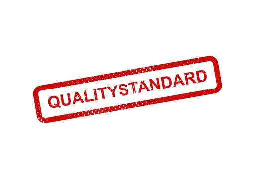 Quality standard red stamp with diagonal crosshatch border illustration