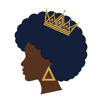 African American woman with afro crown earrings