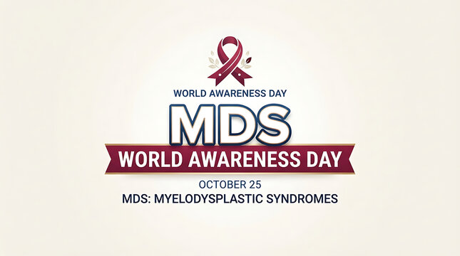 World MDS Awareness Day ribbon logo with text for medical campaigns HD