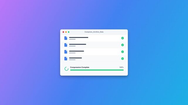 Zip file archive management progress and data compression process