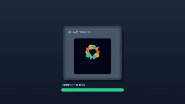 Zip file progress animation of data compression in flat style