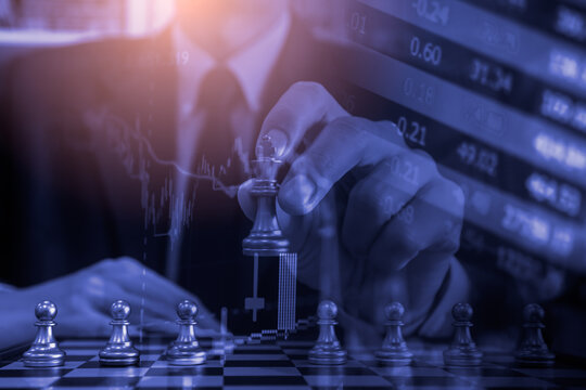 Business man on digital stock market financial indicator background. Digital business and stock market financial indicator on LED. Double exposure of business man and digital stock market financial.