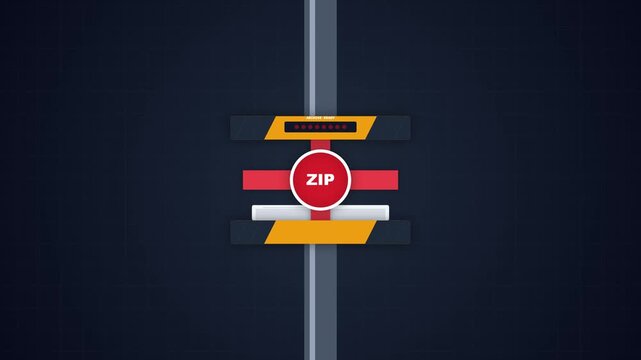 Zip file processing animation showing data compression progress in a grid