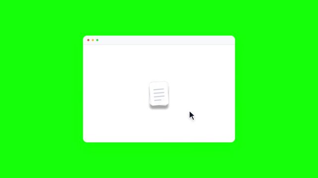 Zip file compression progress animation of multiple documents on green screen