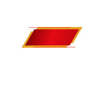 Bold Abstract Red & Gold Geometric Parallelogram on Transparent Background - Modern Design