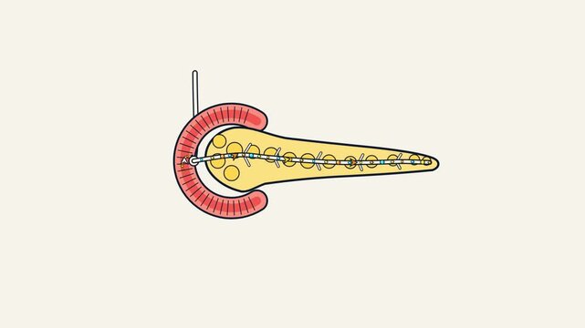 Medical Illustration of a Stent Placement in the Pancreatic Duct