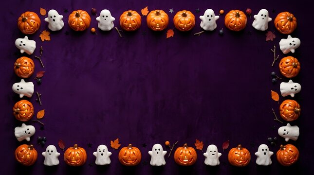 A delightful halloween border featuring charming pumpkins and playful ghosts creates a spooky yet inviting atmosphere perfect for seasonal celebrations and festive designs