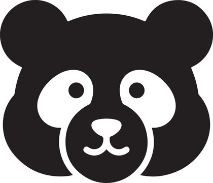 Black and white panda bear face head vector icon graphic illustration with illustration