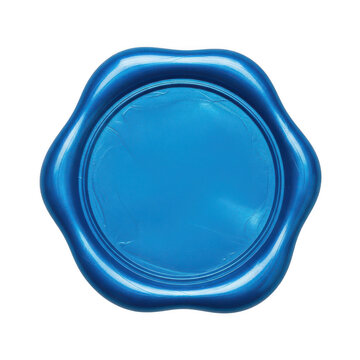 Classic blue wax seal stamp isolated on transparent background for luxury branding and historical document design
