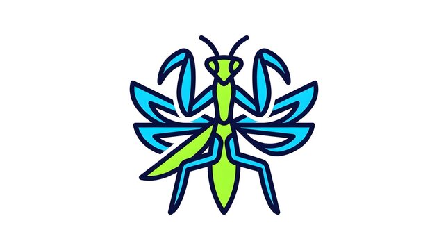 Stylized praying mantis insect logo icon isolated on white background