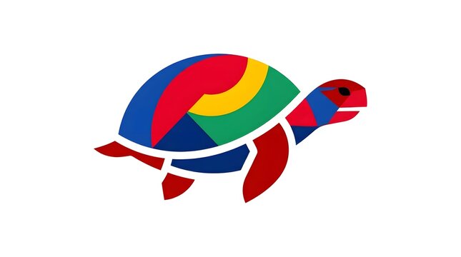 Colorful geometric turtle logo icon isolated on white background