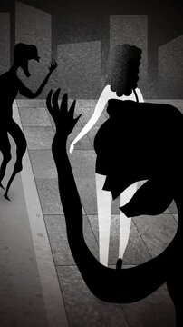 attractive woman being harassed by pedestrians while walking on street